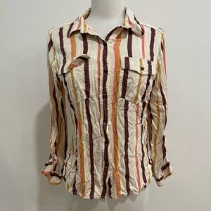 ANA Shirt Womens Large Button Up Blouse Top
Striped Long Sleeve